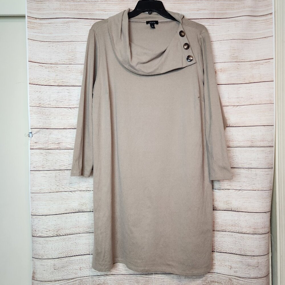 Alyx Turtle Neck Long Sleeve Sweater Dress Size 2X Button Neck Brownish Purple